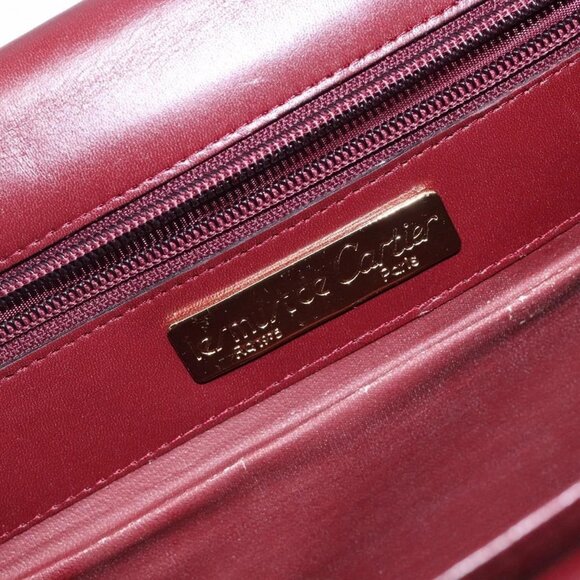 CARTIER Must Line Shoulder Bag Leather Bordeaux Gold Auth - Picture 14 of 16